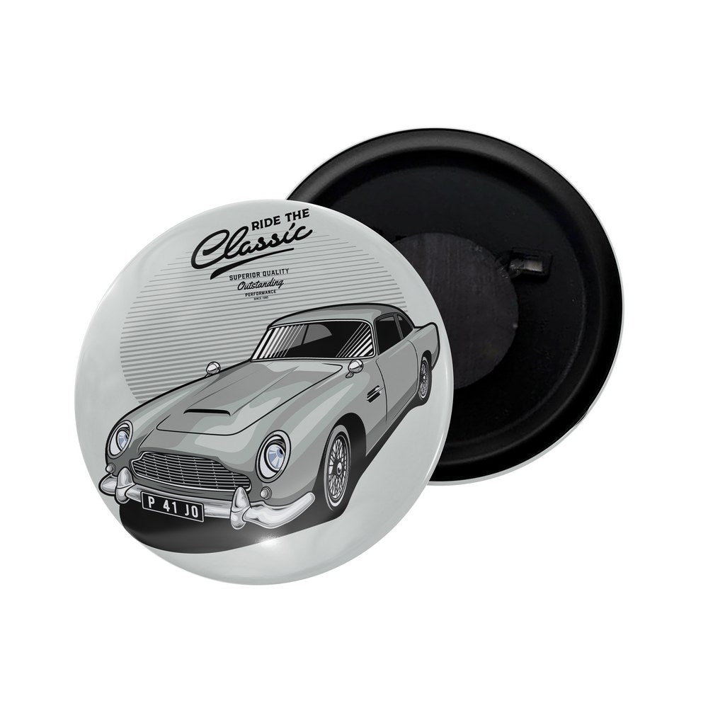 dhcrafts Fridge Magnet Grey Classic legend Vitnage Car Automobile D34 Glossy Finish Design Pack of 1 (58mm)